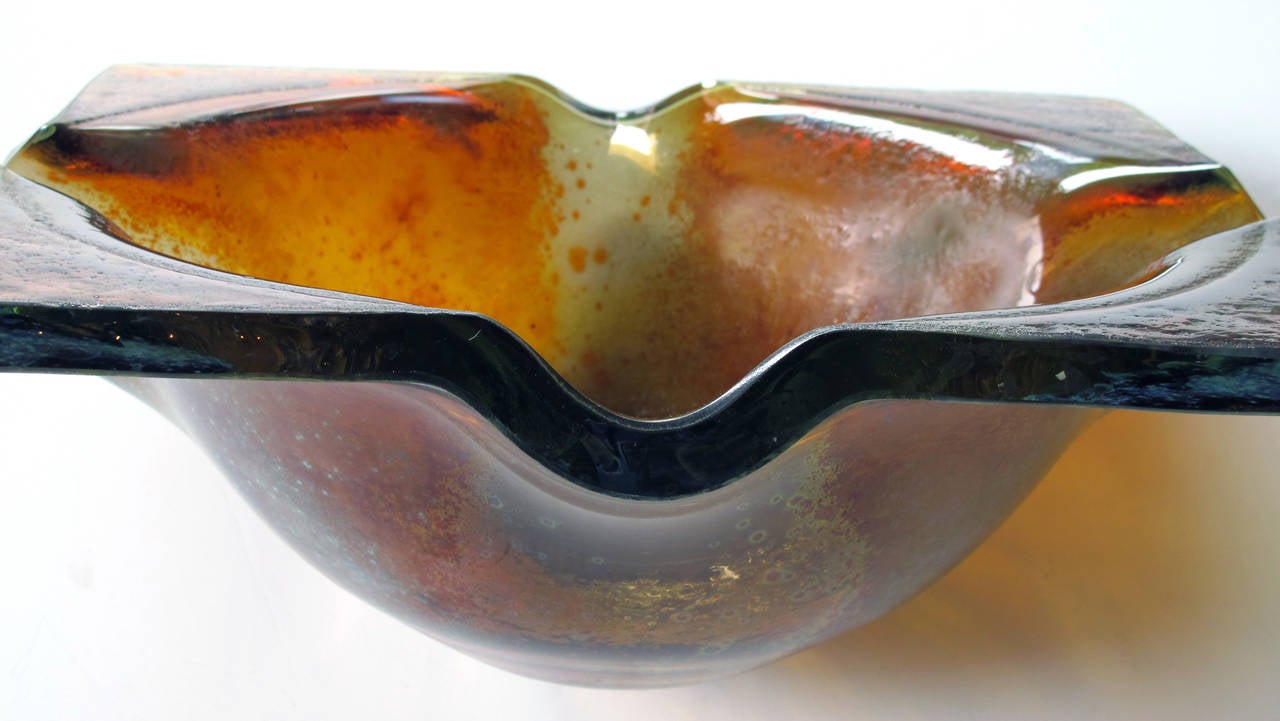 Thickly Modeled American Amber-Colored Bowl by Salvatore Polizzi In Excellent Condition In San Francisco, CA
