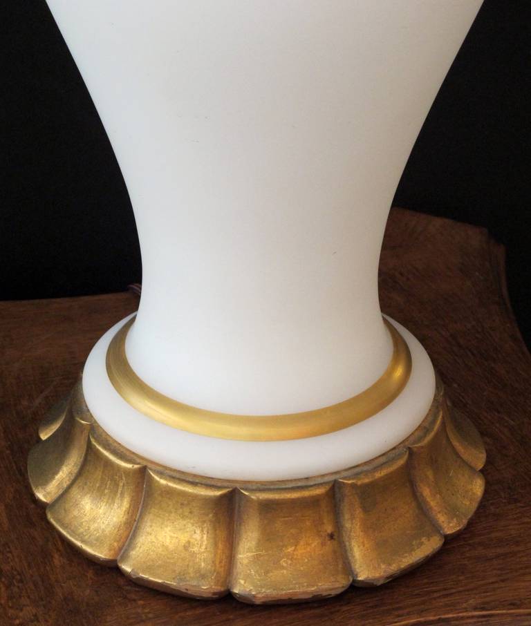 Large Scale, White Frosted Glass Lamp by Marbro Lamp Co.