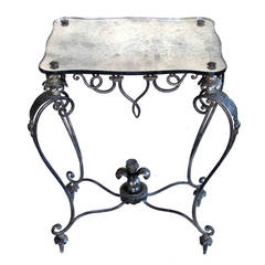 Elegant and Stylish French, 1940s Iron and Tole Side Table by Rene Drouet