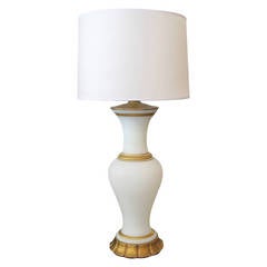 Large Scale, White Frosted Glass Lamp by Marbro Lamp Co.