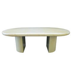 Stylish 1970s, Marbleized D-End Pedestal Dining Table by Enrique Garcel