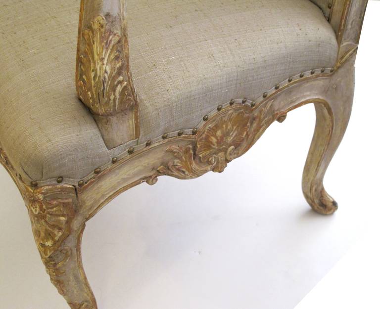 french style ivory upholstered armchair