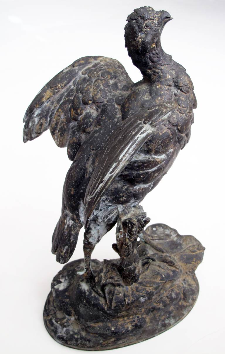 Finely Rendered French Spelter Figure of a Pheasant; Signature 'P Comolera' In Good Condition For Sale In San Francisco, CA