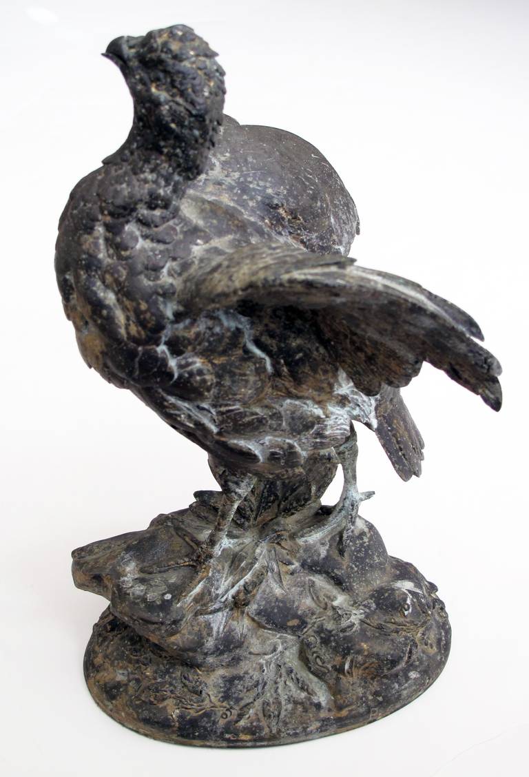 Finely Rendered French Spelter Figure of a Pheasant; Signature 'P Comolera' For Sale 1