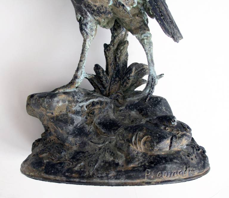 Finely Rendered French Spelter Figure of a Pheasant; Signature 'P Comolera' For Sale 4