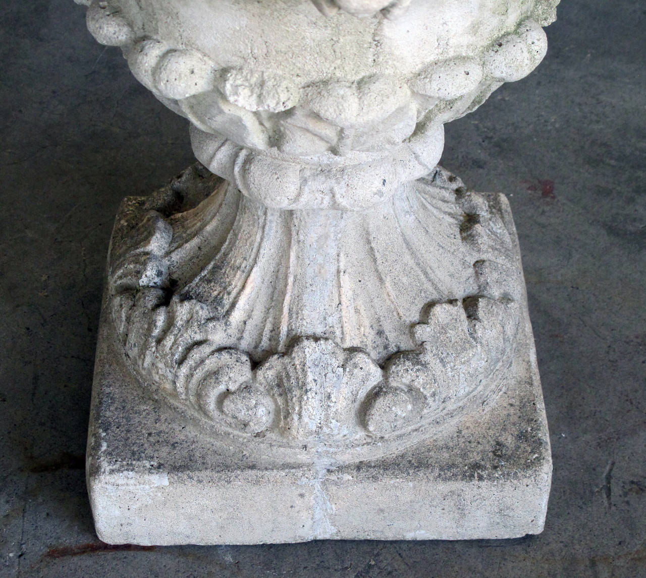 Pair of English Cast Stone Urn-Form Finials with Swag and Ram's-Head Motif 1