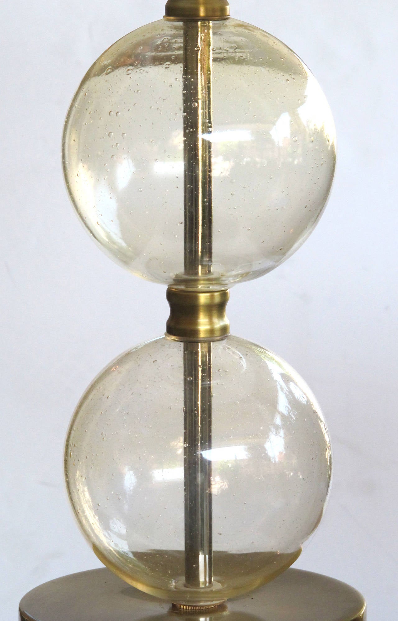 Murano Mid Century Lamp of Stacked Gold Orbs In Excellent Condition In San Francisco, CA