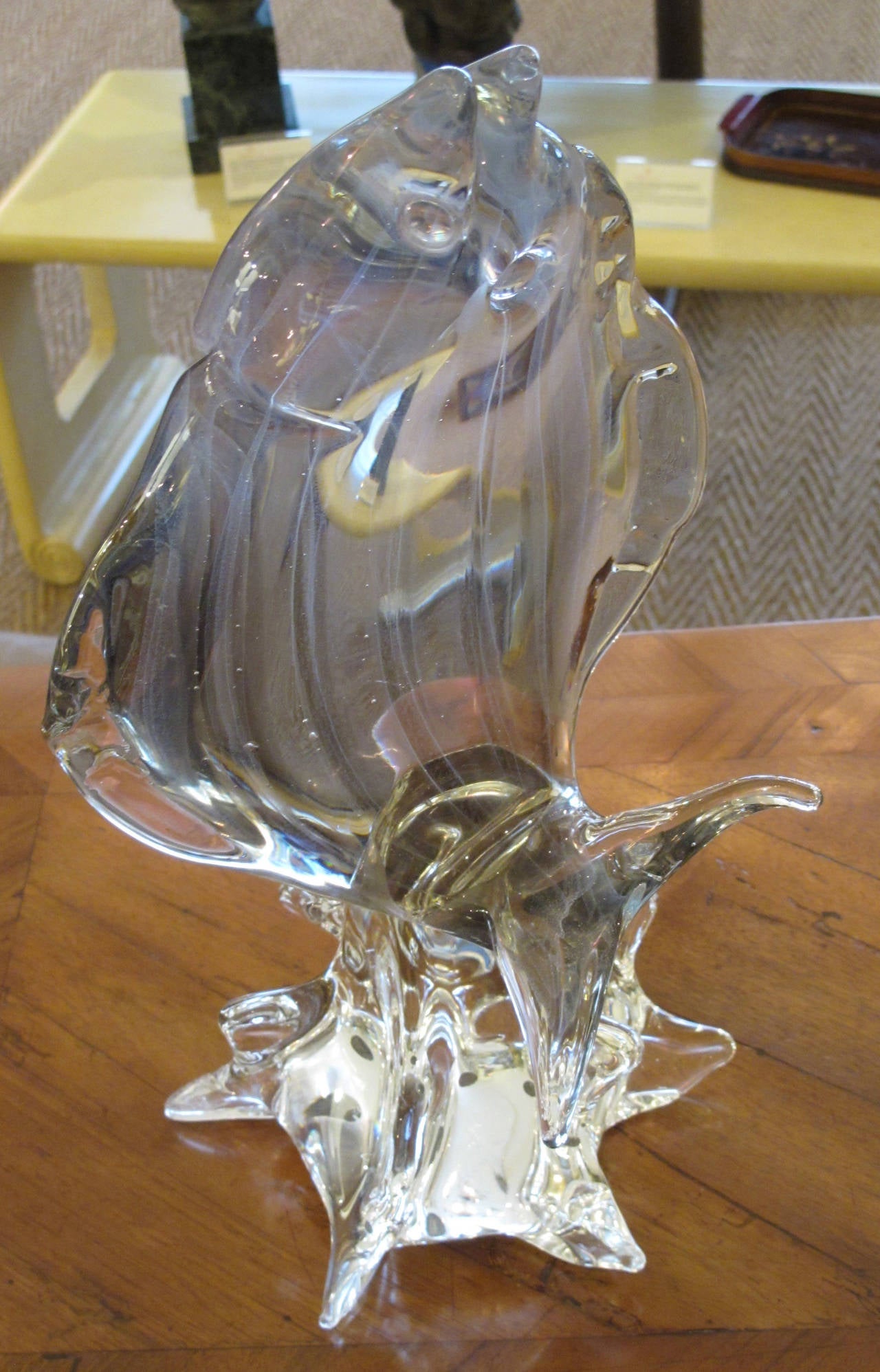 Large Scale Murano Clear Art Glass Sculpture of a Leaping Fish at 1stDibs