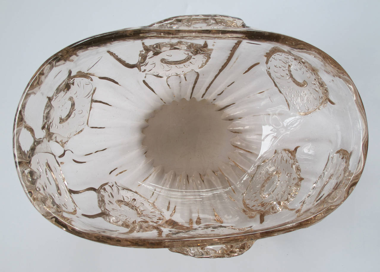 Shimmering Murano Mid-Century Oblong Amethyst Colored Art Glass Bowl 1