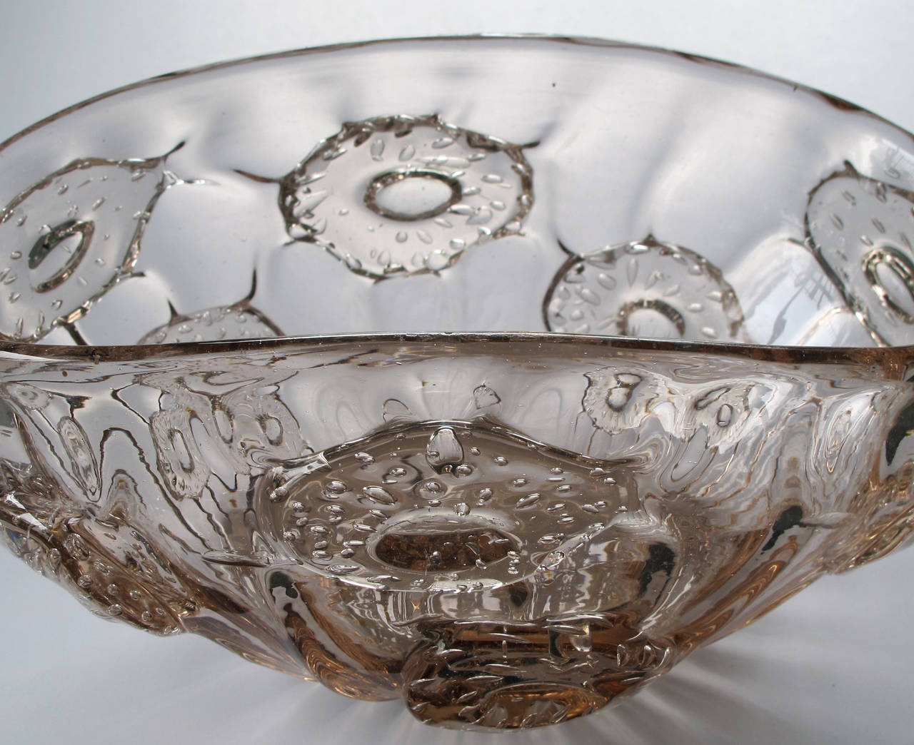Italian Shimmering Murano Mid-Century Oblong Amethyst Colored Art Glass Bowl