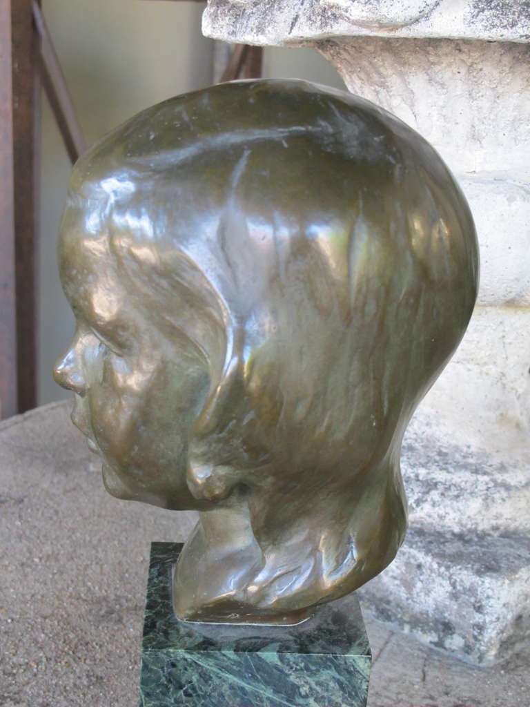 Mid-20th Century A Beautifully Rendered American Bronze Bust of a Young Girl by JG Kendall For Sale