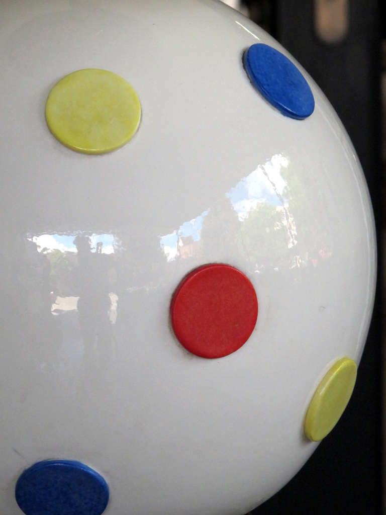 Mid-20th Century A Whimsical Pair of American White Ceramic Orb-Form Lamps w/Polka Dots