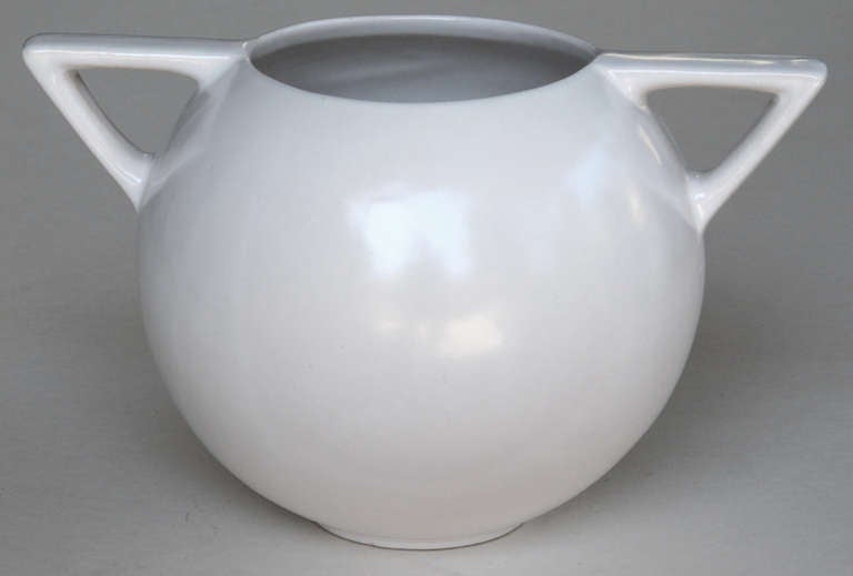 Stylized American Spheroid-Form Double-Handled Pottery Vase by Roseville Pottery