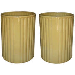 Vintage Large-Scale Pair of American Golden-Yellow Glazed Umbrella Jars by Harold Holman