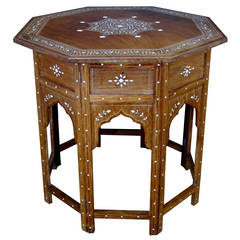 Antique Inlaid Anglo-Indian Octagonal Traveling Table