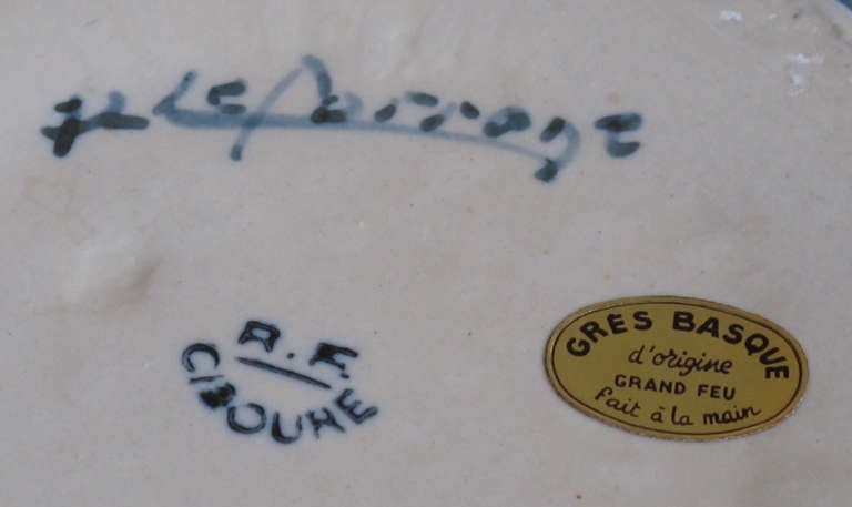 Large Pair of French Porcelain Vases with Foliate Design by Richard le Corrone