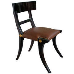 A Stylish American Art Deco Brown Stained Klismos Chair; by Century Furniture