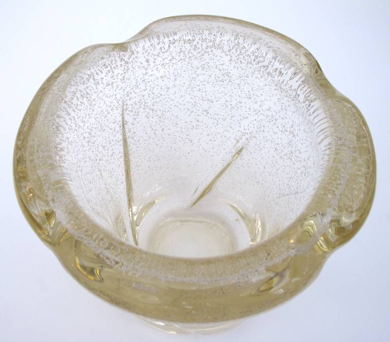 Pair of French Vases with Controlled Bubbles; Etched 'Daum-Nancy France' In Excellent Condition In San Francisco, CA