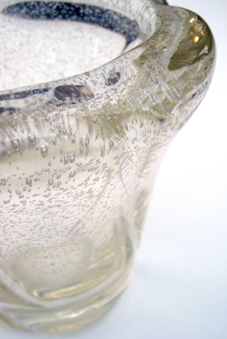 Mid-20th Century Pair of French Vases with Controlled Bubbles; Etched 'Daum-Nancy France'