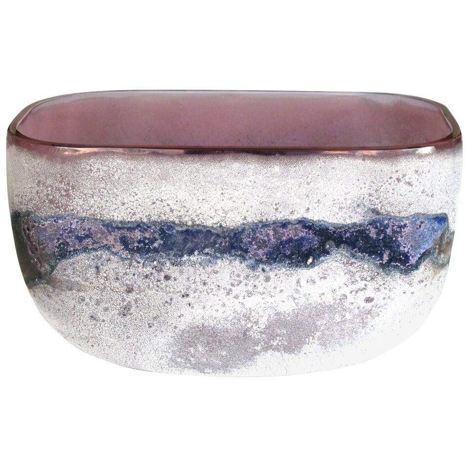 Rare Murano 1960s Alfredo Barbini 'Scavo' Glass Bowl