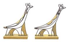 A Whimsical Pair of Italian Mid-Century Iron and Gessoed Giraffe Sculptures
