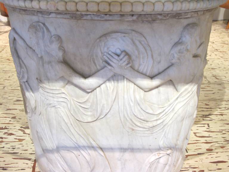 Finely Rendered Italian Neoclassical Carved White Marble Well Head, Now a Table