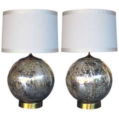 A Bold Pair of American 1960
s Orb-form Mercury Glass Lamps
