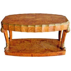 Vintage Good Quality English Art Deco Burl Maple Cocktail Table by H&L Epstein Furniture