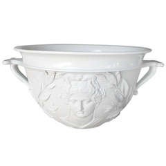 Neoclassical Berlin Biscuit Porcelain Punchbowl by Berlin Royal Porcelain