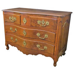 Elegant French Rococo Carved Walnut Serpentine Front Commode
