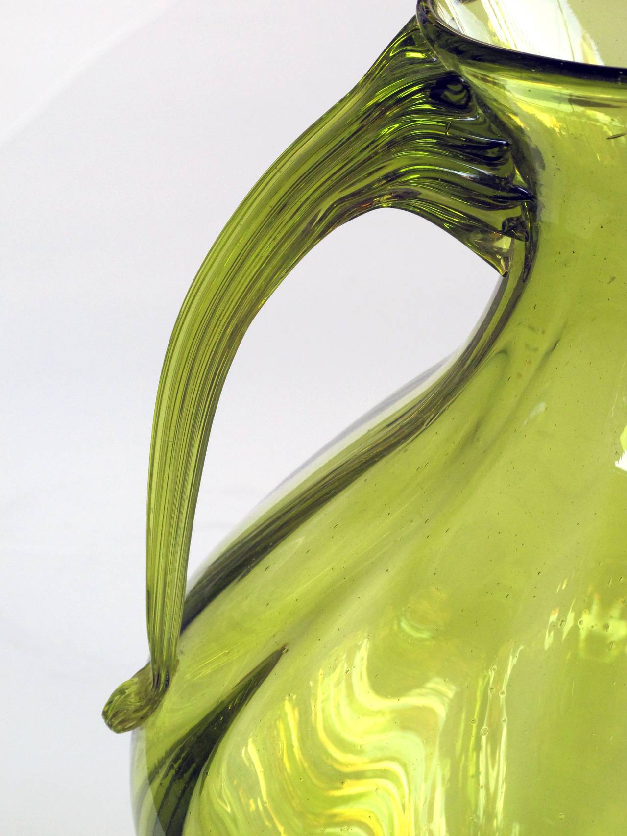 blenko green glass pitcher