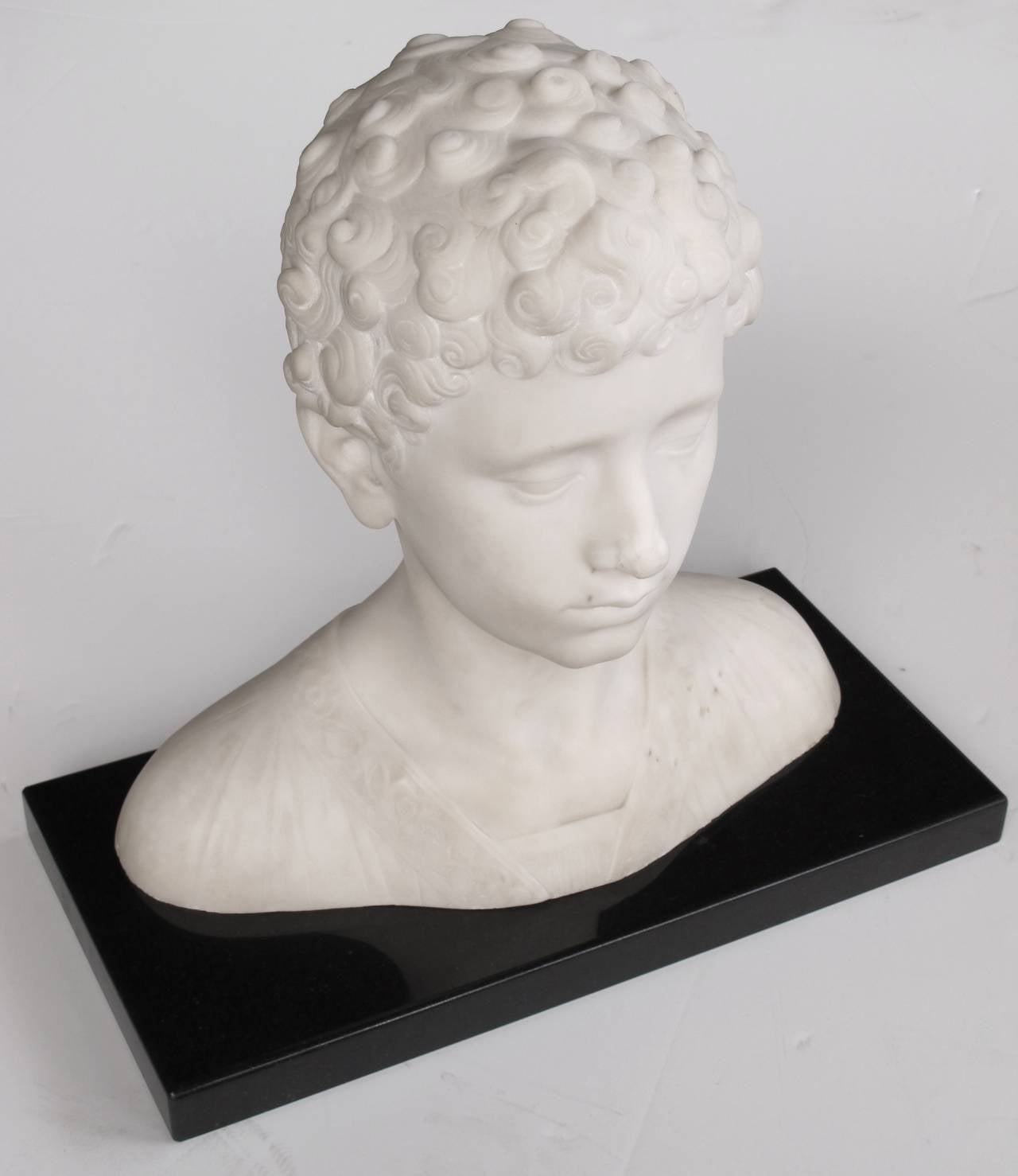 Late 19th Century A Finely Modeled Italian Grand Tour Marble Bust of a Boy