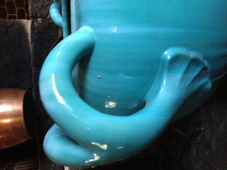 A Massive French TurquoisePottery Jardiniere by Clement Massier Golfe-Juan In Excellent Condition In San Francisco, CA