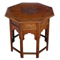 A Large-Scaled Anglo Indian Octagonal Brass Inlaid Traveling Table
