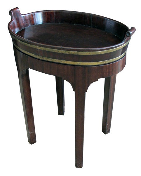 A Handsome French Provincial Mahogany Oval-Form Tray on Stand