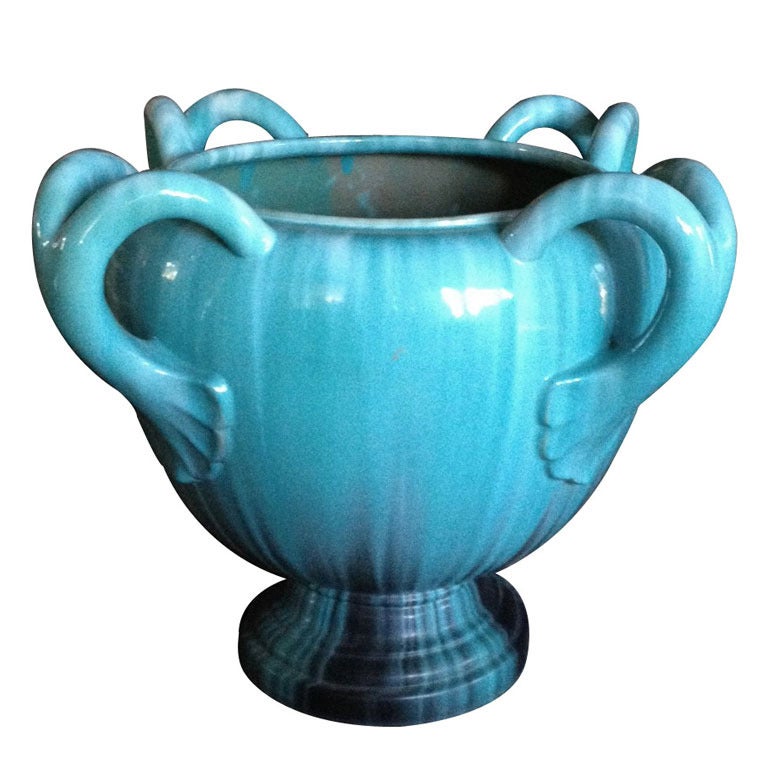 A Massive French TurquoisePottery Jardiniere by Clement Massier Golfe-Juan
