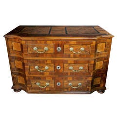A Handsome and Richly-Patinated German Baroque Inlaid Walnut 3-Drawer Chest