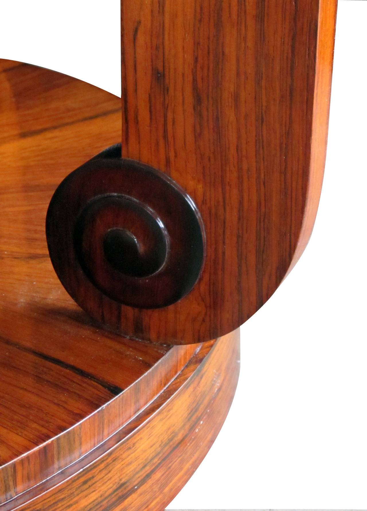 Stylish French Art Deco Zebrawood Circular Coffee or Center Table