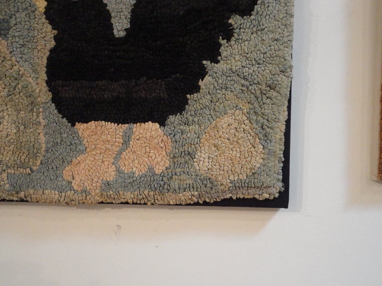 Folky Hand-Hooked Chickens Rug on Mount In Excellent Condition In Los Angeles, CA