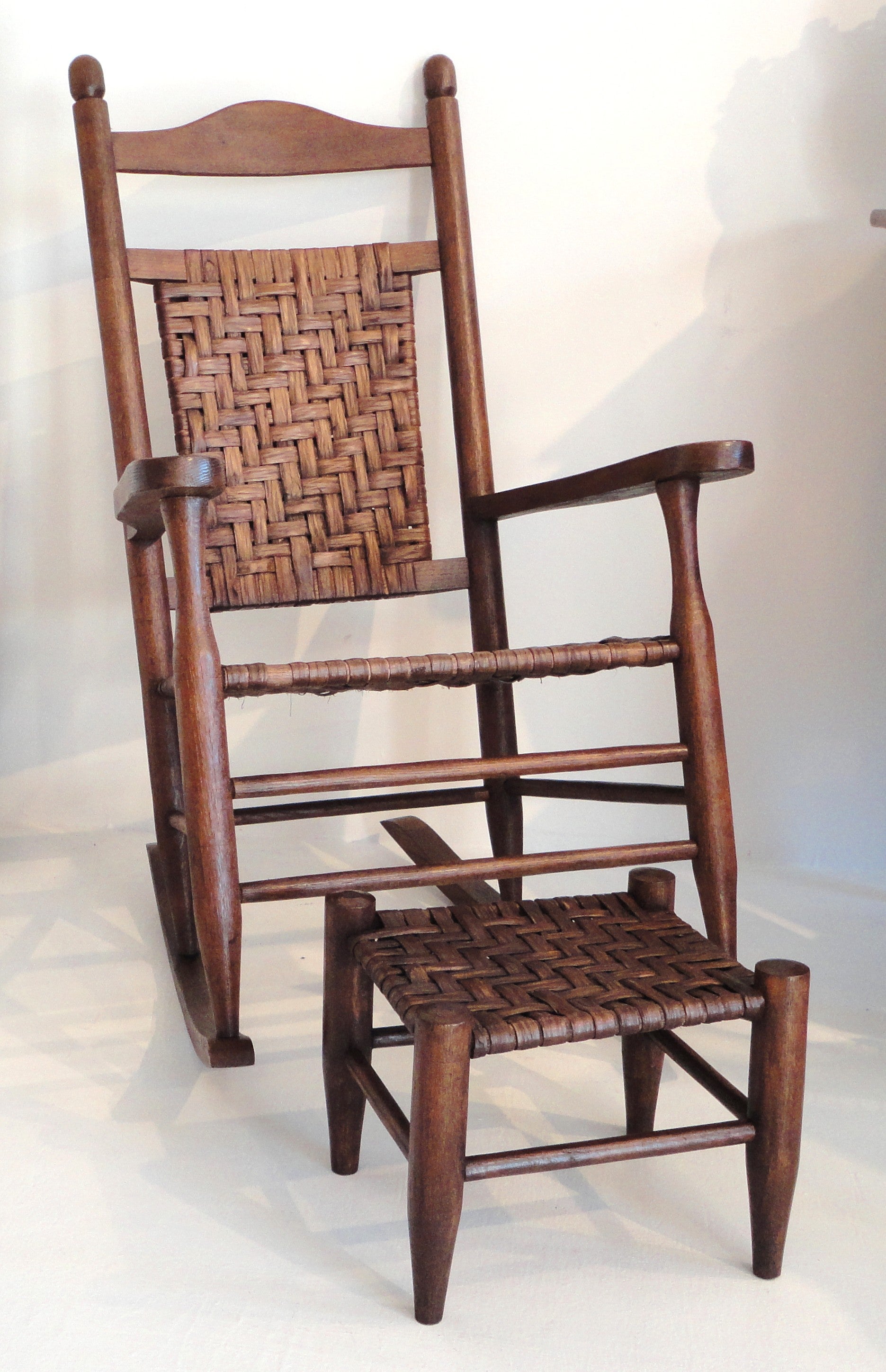 Rustic Hickory Rocking Chair With Matching Foot Stool