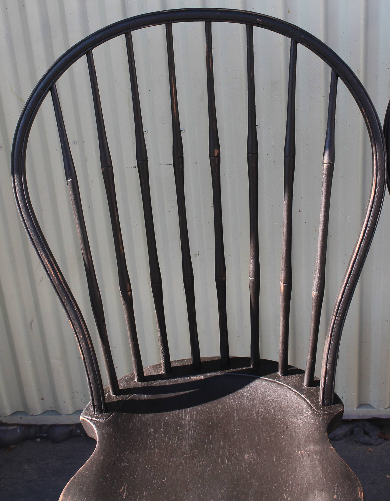 Set of Three 19th Century Black Painted New England Windsor Chairs In Excellent Condition In Los Angeles, CA
