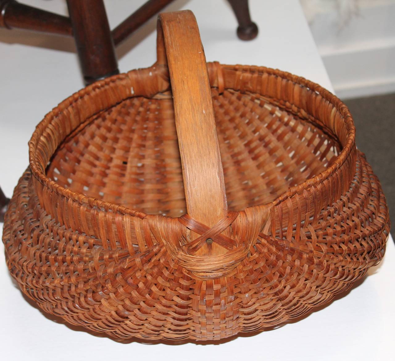 Hand-Woven Monumental 19th Century Hiney Basket from Pennsylvania