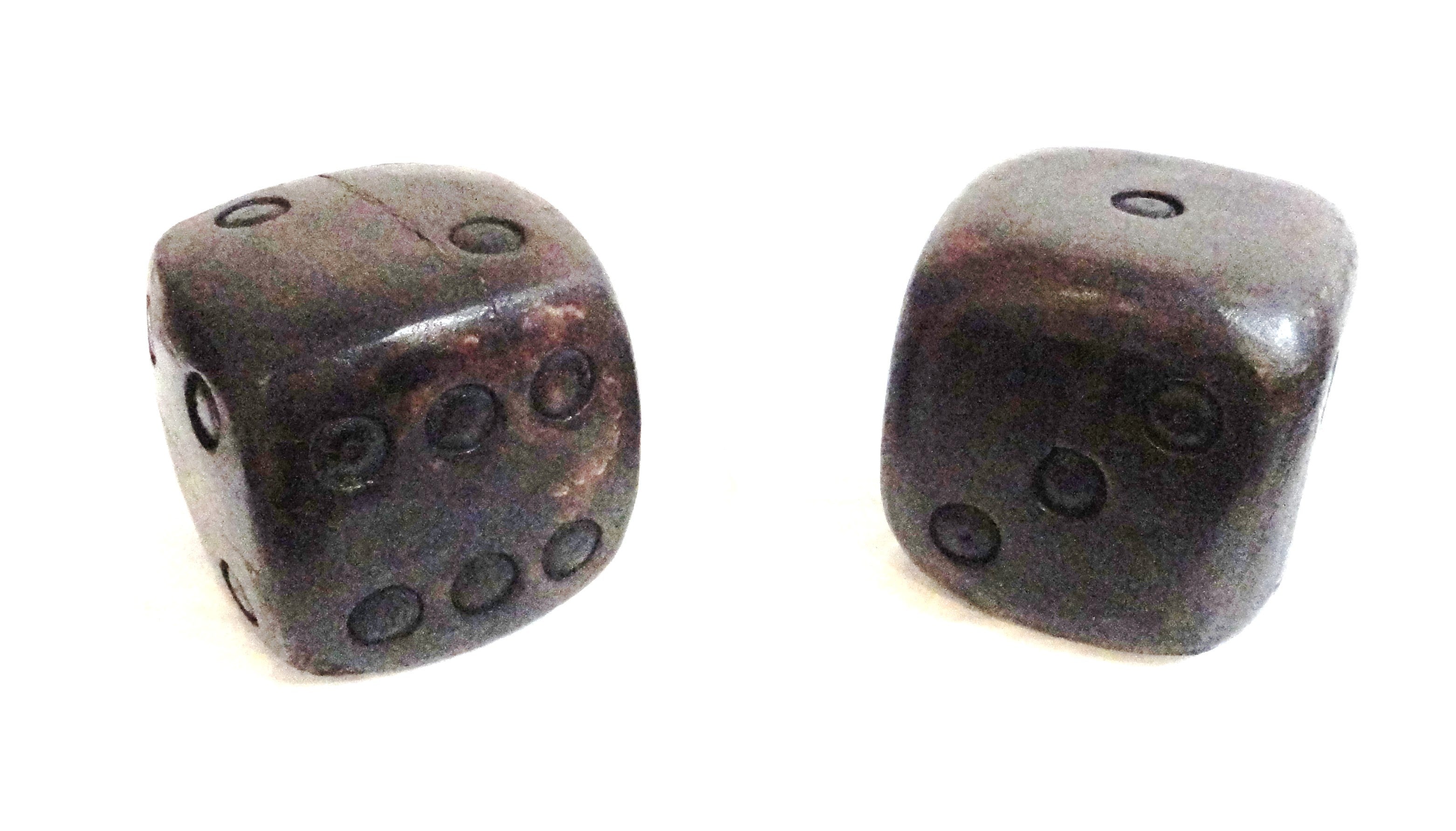 Pair Of Large Old Surface Wood Dice