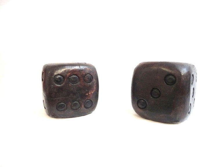 American Pair Of Large Old Surface Wood Dice