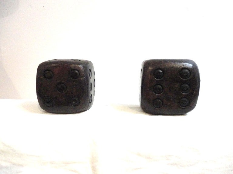 20th Century Pair Of Large Old Surface Wood Dice