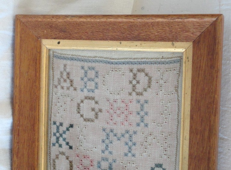 19thc Schoolgirl Sampler from New England of ABC's