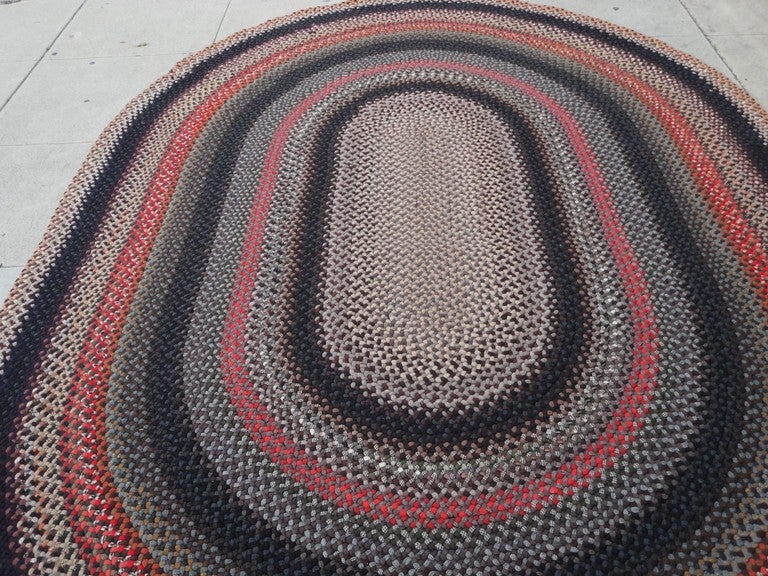 Fantastic Large Wool Room Size  Braided Rug/South Western Colors In Excellent Condition In Los Angeles, CA