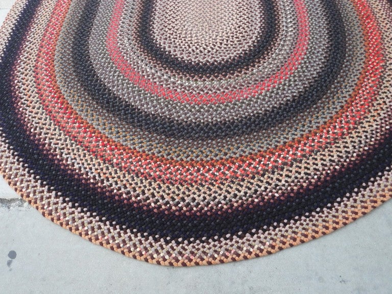 Mid-20th Century Fantastic Large Wool Room Size  Braided Rug/South Western Colors