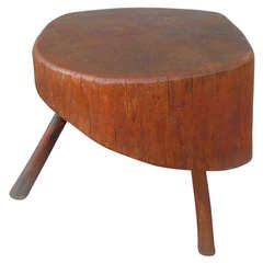 Early 19th Century Original  Red Painted  Folky Cut Log Side Table