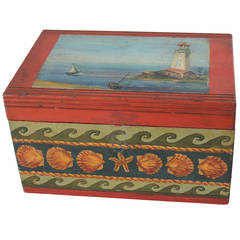 Painted New England Nautical Document Box